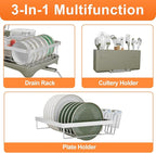 Dish Drying Rack, 2 -Tier 304 Stainless Steel Adjustable Spout Auto-Draining - Image 6