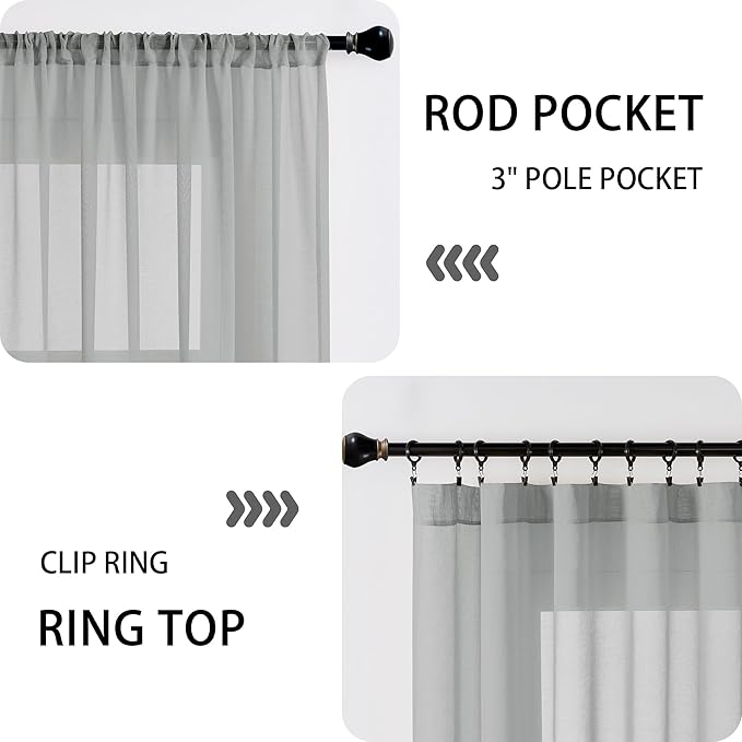 Tollpiz Sheer Curtain Closet Linen Textured Curtain Sheers Doorway Light - Image 5