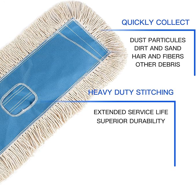 MATTHEW CLEANING 24'' Industrial Strength Cotton Dust Mop Refill Washable - Image 2