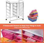 GOFLAME 15-Drawer Rolling Storage Cart, Utility Cart - Image 6