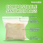 Responsible Products Certified Compostable SANDWICH Resealable Zip Bag - Image 3