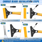 Floor Scraper Heavy Duty with Long Handle, 4 Inch Razor Blade Floor Scraper - Image 7