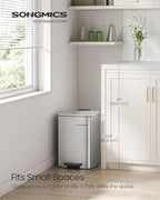SONGMICS Kitchen Trash Can, 5.2-Gallon Trash Bin, Stainless Steel Garbage Can - Image 2