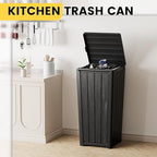 Outdoor Trash Can with Lid, Waterproof Resin Garbage Can with Tiered Lid - Image 3