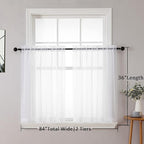 Chyhomenyc White Sheer Curtains 36 inch Length 2 Panels Set, Light Filtering - Image 7