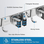 IMILLET 2 Pack Wall Mount Broom Holder Stainless Steel 5 Racks - Image 3