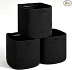 11 Inch Cube Storage Bins, Storage Cube Organizer Bins, Woven Cotton Rope Basket by ICERZCZ