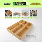 V-Shaped Extra Large Bamboo Drawer Organizer Set of 2, Kitchen Cutlery Tray - Image 5