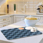 Buffalo Plaid Navy Blue Dish Drying Mat - Image 6