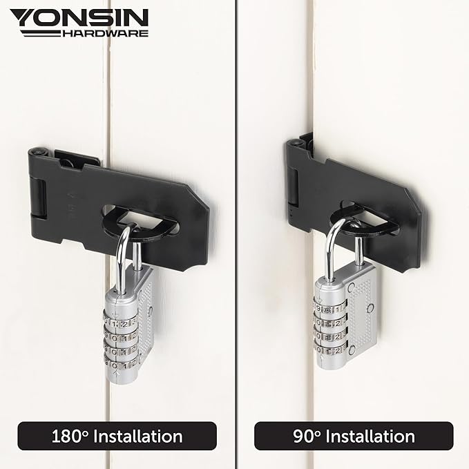 3" Door Padlock Safety Hasp Latch 2 Pcs, Door Hasp Clasp Lock Gate Shed Hasp - Image 4
