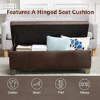 Brown Faux Leather Ottoman - Image 5