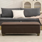 51 Inch Brown Faux Leather Ottoman - Image 9