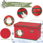 Christmas Ornament Storage Box Red Christmas Decoration Storage Containers 600D - Image 3