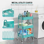 EAGMAK 3 Tier Utility Rolling Cart, Metal Storage Cart - Image 2