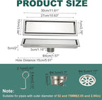 uxcell Rectangular Shower Drain, Brushed 304 Stainless Steel Odor-Proof Floor - Image 2