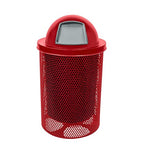 COATEDOUTDOORFURNITURE RDT-P-TXTRED Heavy Duty Round Trash Receptacle by CoatedOutdoorFurniture