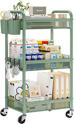 YASONIC 3 Tier Rolling Cart – Metal Utility Storage Cart by YASONIC