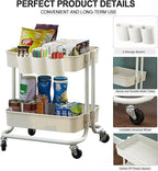 2-Tier Utility Rolling Cart Storage Sofa Side Table - Image 4