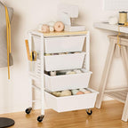 Rolling Cart with Drawers, Rolling Storage Cart with 5 Large Plastic Drawers & - Image 7