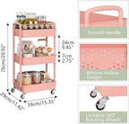 Sywhitta 3-Tier Plastic Rolling Utility Cart - Image 2