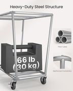 SONGMICS Laundry Basket with Wheels, 50.2 Gallons, 2-Section Rolling Laundry - Image 4