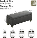 41" Faux Leather Storage Ottoman, Stitch Tufted Rectangle Upholstered End of - Image 2