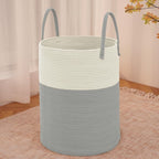 Large Woven Laundry Basket Hamper, 60L Cotton Rope Storage Bin by JMvicyroam
