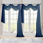 Chyhomenyc Navy Blue Sheer Scarf Valances by Chyhomenyc