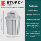 42 Gallon Slated Circle 100% Recycled Plastic Heavy Duty Outdoor Trash Can - Image 2