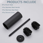 FORIOUS Toilet Brush and Holder Set Black, Heavy Duty 304 Stainless Steel Base - Image 8