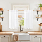 YoungsTex White Cafe Curtains 36 Inch Length by YoungsTex