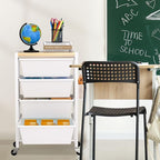 Rolling Cart with Drawers, Rolling Storage Cart with 4 Large Plastic Drawers & - Image 7