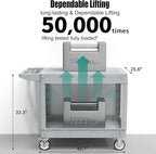 Utility Cart on Wheels, Heavy Duty Large Flat Top Rolling Service Cart - Image 2