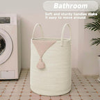 Large Woven Laundry Basket Hamper, 60L Cotton Rope Storage Bin - Image 5