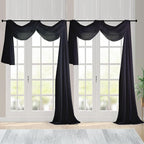 Chyhomenyc Extra Long Black Sheer Curtains 144 inch 2 Panels, Translucent by Chyhomenyc