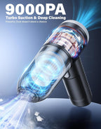 Car Vacuum Portable Cordless, 9000Pa Handheld Vacuum Mini Vacuum Cleaner High - Image 2