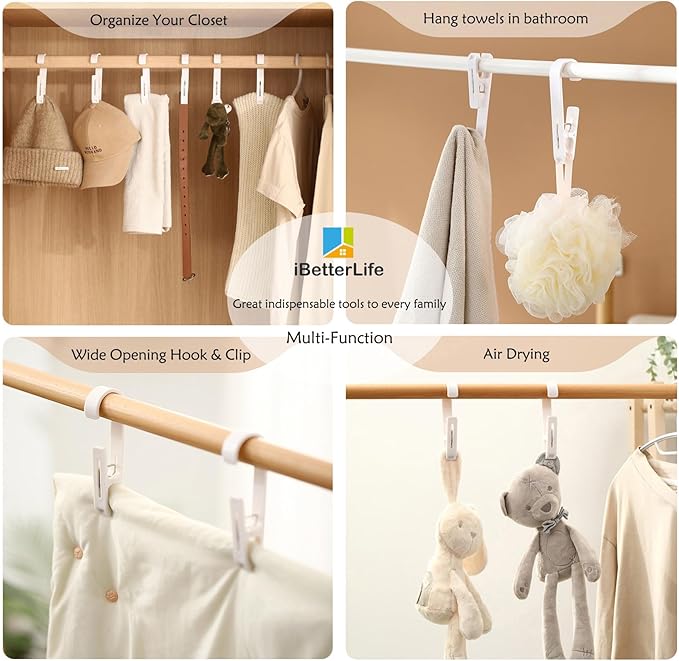 iBetterLife 4Pcs Laundry Hooks Clips Hanger - Image 3