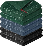 Artoid Mode Checkered Designed Cotton Grey Black Green Terry Kitchen Dish Cloths by ArtoidMode