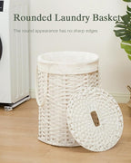 Laundry Hamper with Lid Laundry Basket with Lid 19.0 Gal Round Wicker Laundry - Image 2