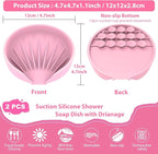 Self Draining Soap Dish, Silicone Suction Cup Soap Holder Tray Savers Container - Image 2