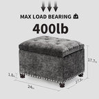 Joveco Storage Ottoman Bench, Rectangle 24" Velvet Foot Rest Stool Square - Image 3