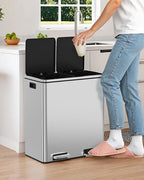 Arlopu 16 GallonStainless Steel Trash Can, 60L Dual Compartment, Metal Kitchen - Image 8