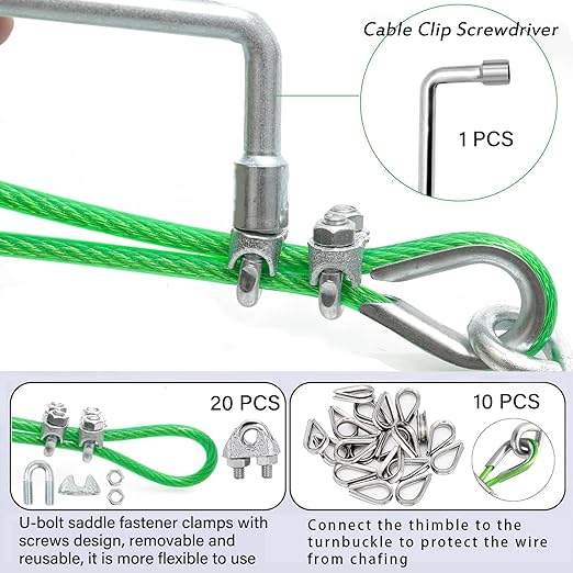 3/16" Wire Rope, 100 Ft PVC Coated Wire Cable Metal Steel Cable Trellis Kit - Image 2
