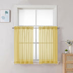 Chyhomenyc Yellow Sheer Curtains 30 inch Length 2 Panels, Light Filtering Voile by Chyhomenyc