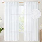 YoungsTex White Linen Semi Sheer Curtains 72 Inch Length 2 Panels by YoungsTex