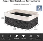 OIAHOMY 3 Pack Storage Baskets for Organizing, Woven Cotton Rope Basket for - Image 3