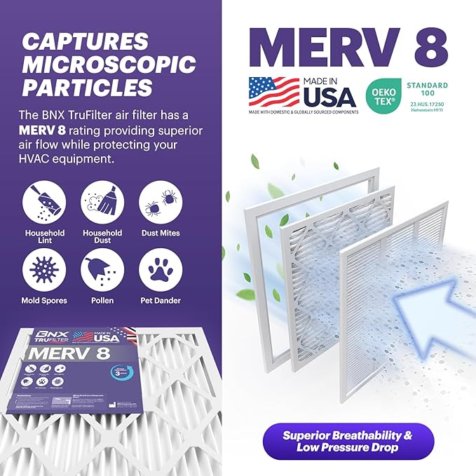 BNX TruFilter 14x18x1 Air Filter MERV 8 - Image 3