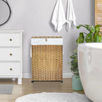 70L Slim Laundry Hamper with Lid & Wheels, 2-Park Rolling Laundry Basket with 4 - Image 3