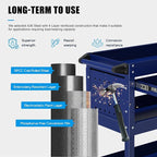 3 Tier Heavy Duty Tool Cart, Mechanic Metal Rolling Tool Carts Work Cart - Image 2