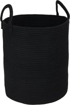 Black Cotton Rope Laundry Basket Hamper by XUANGUO